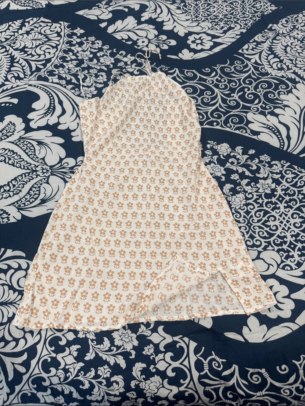 O'Neill White and Tan Printed Midi Dress